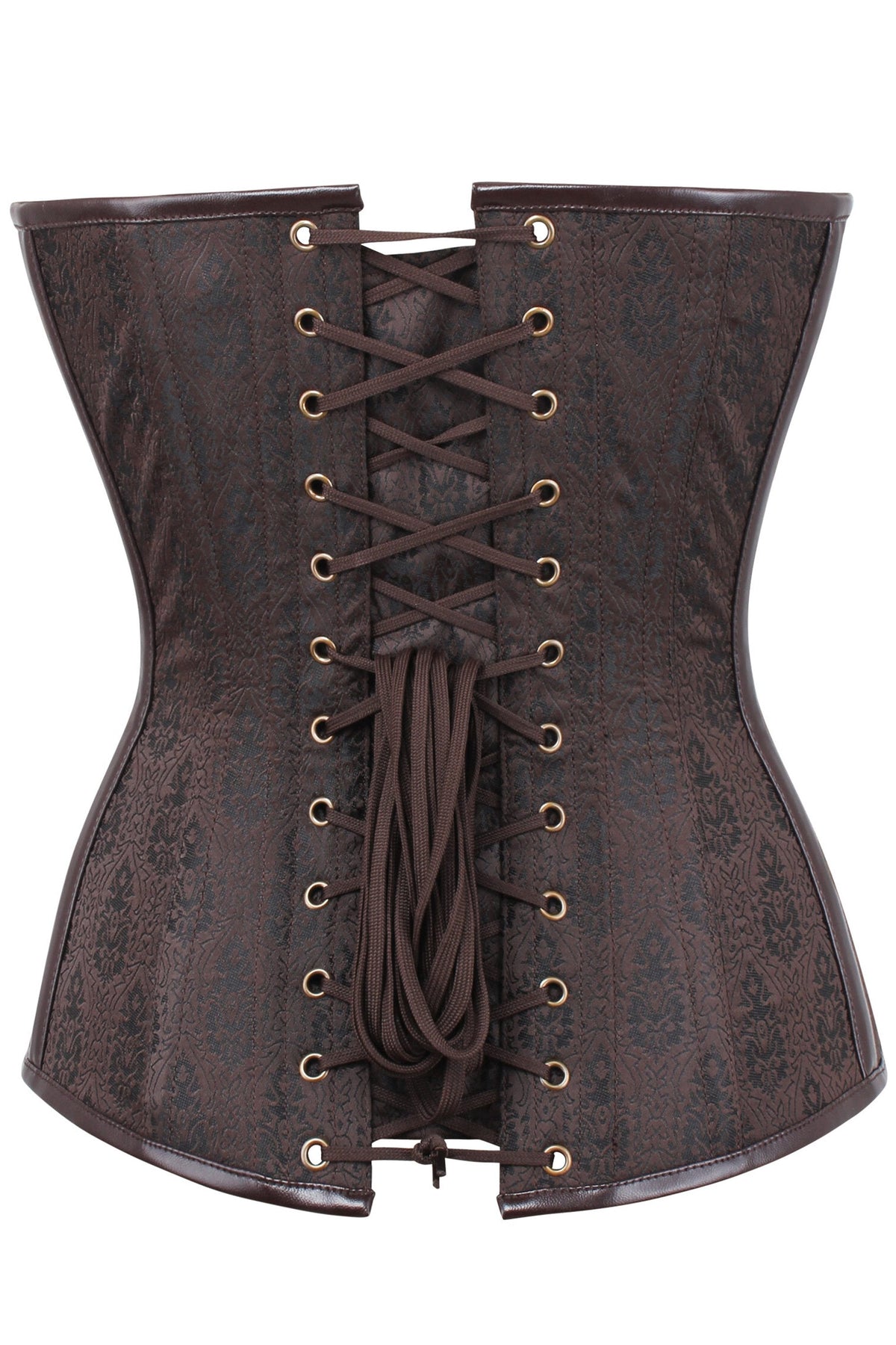 BROWN WAIST TAMING STEAMPUNK CORSET WITH CHAINS