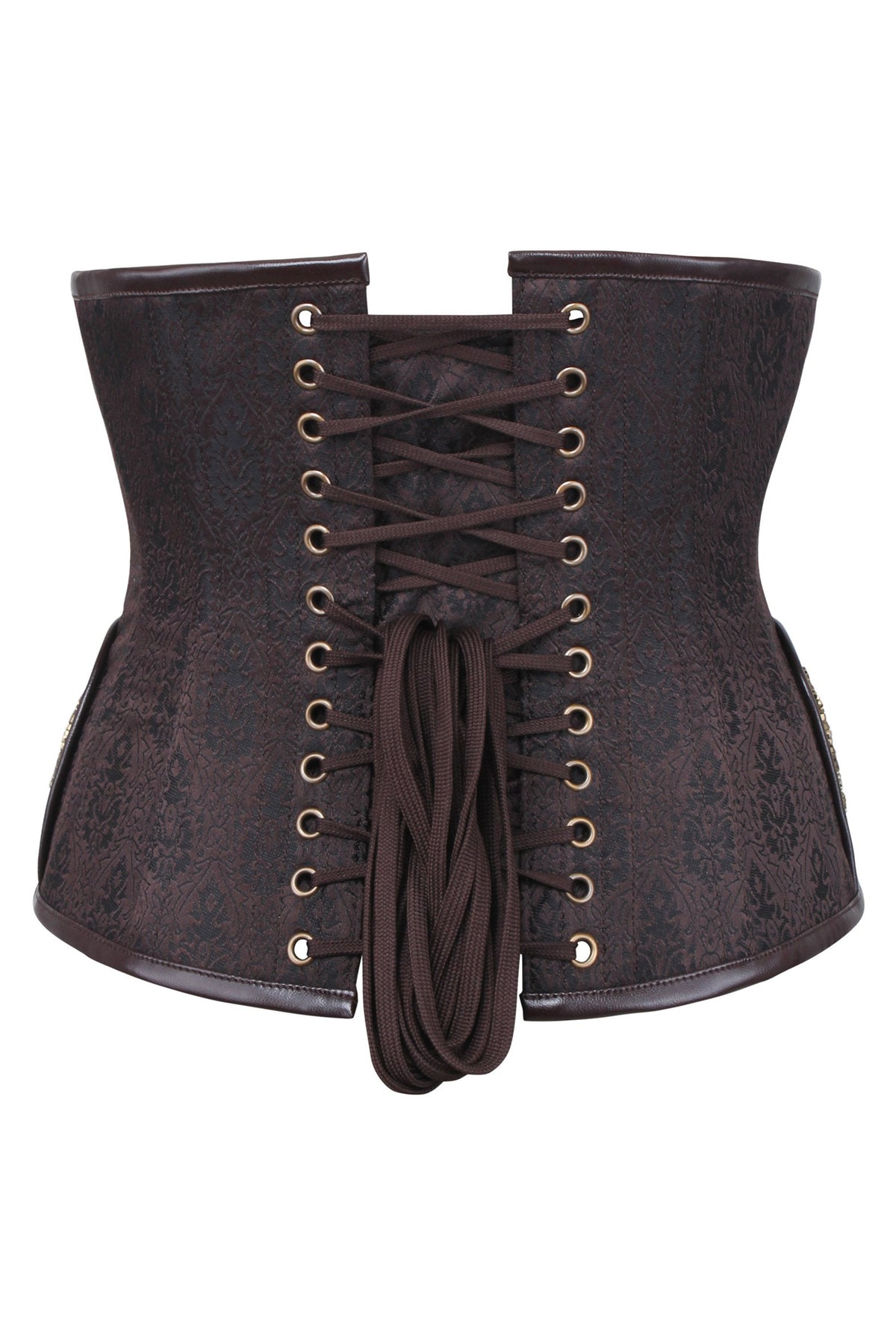 Tan Leatherette Steampunk Underbust With Vintage Style Buckles