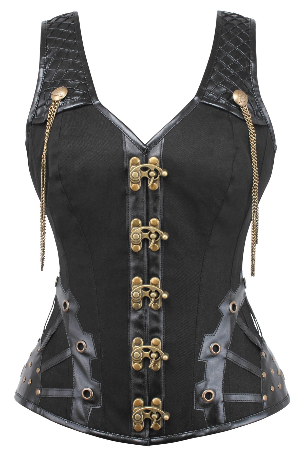 Black Steampunk Overbust With Shoulder Straps