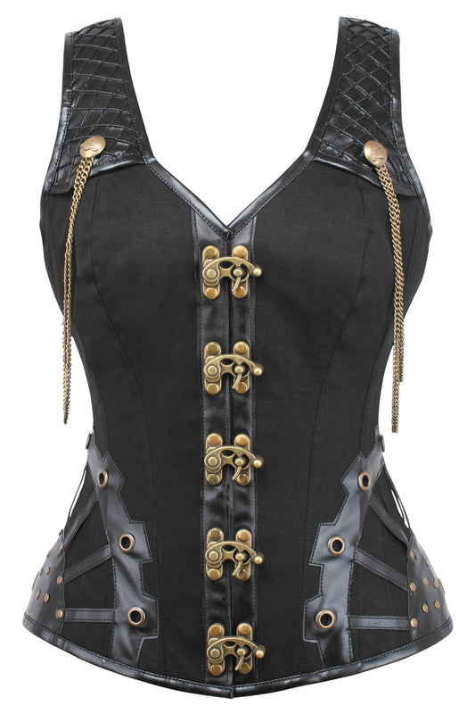 Black Steampunk Overbust With Shoulder Straps