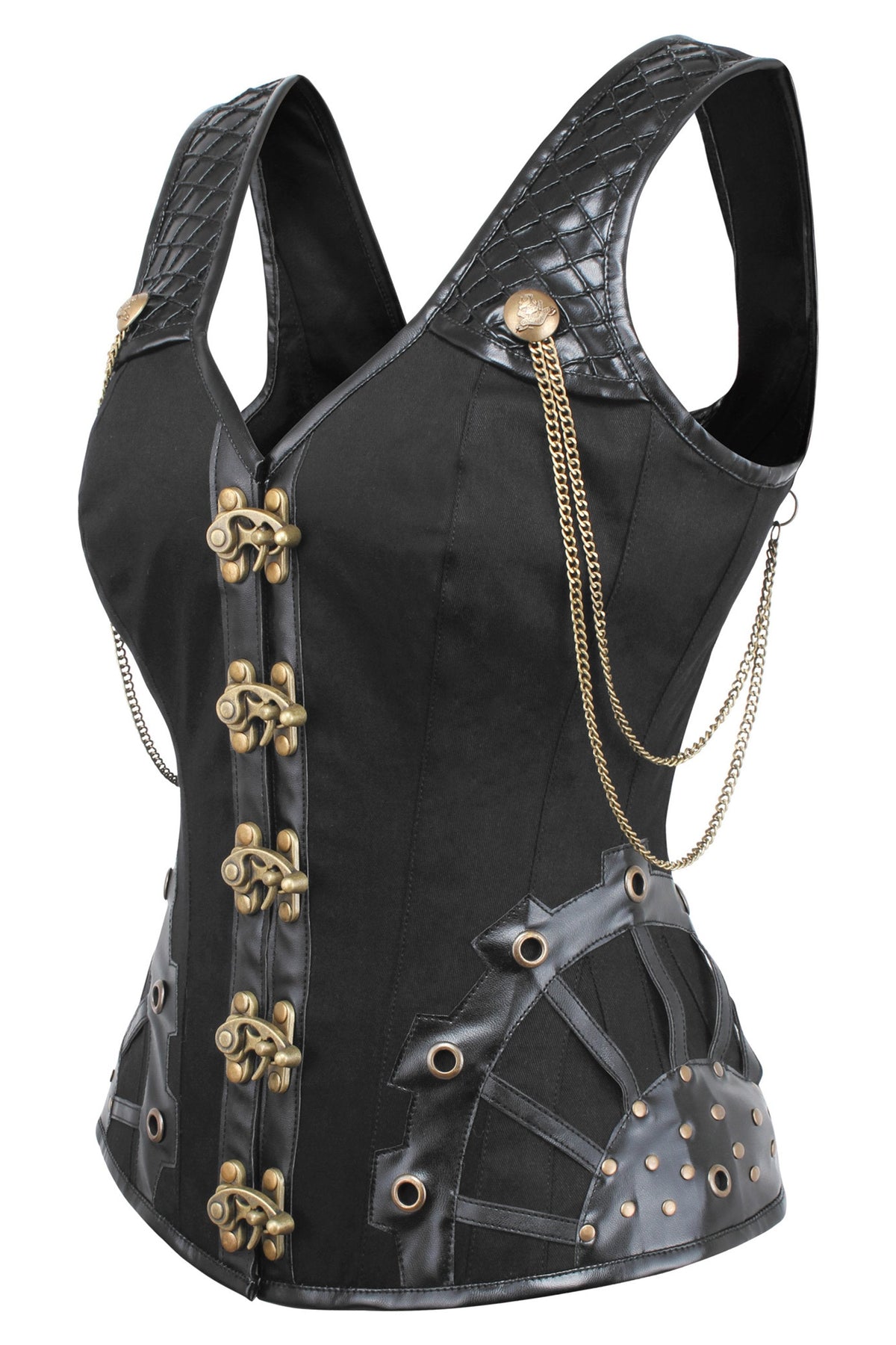 Black Steampunk Overbust With Shoulder Straps