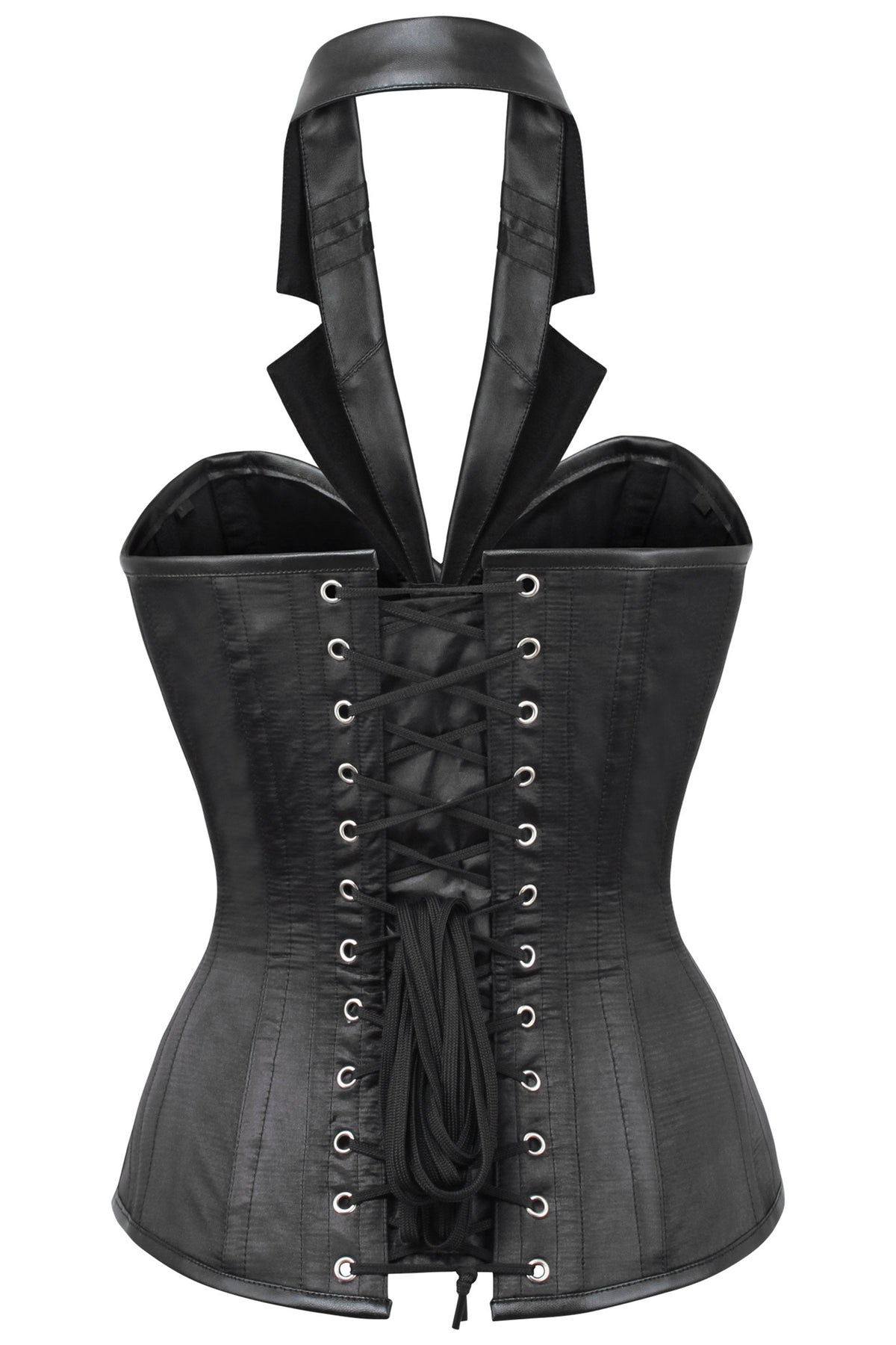 PVC Steampunk Halterneck Corset With Tuxedo Lapel