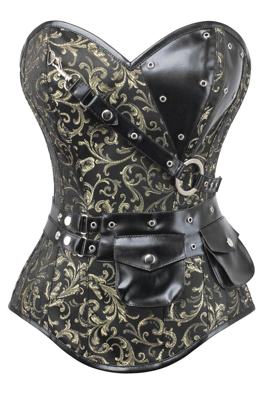 Black And Gold Longline Steampunk Corset