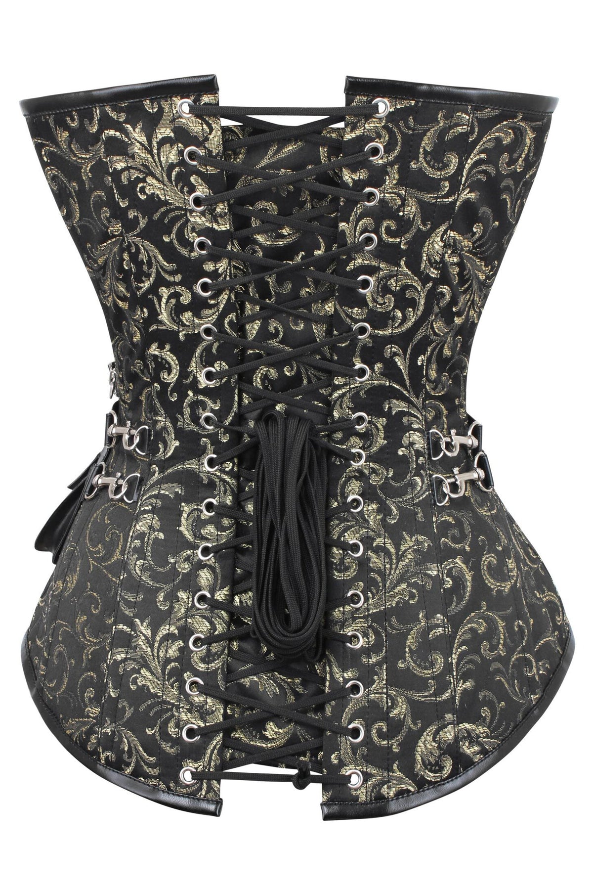 Black And Gold Longline Steampunk Corset