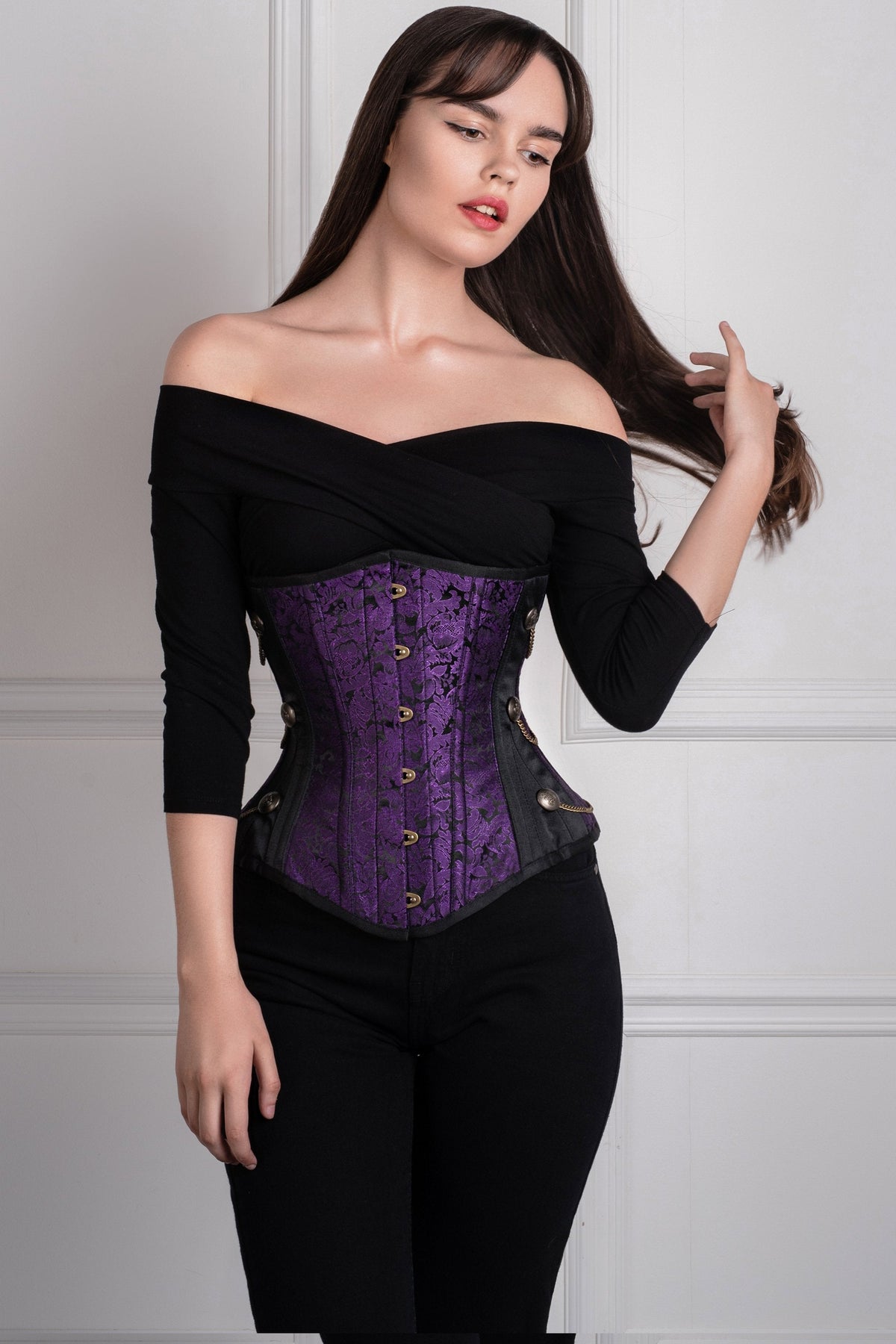 Purple Steampunk Longline Underbust Corset