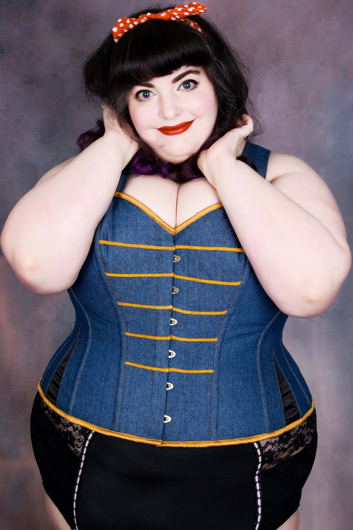 Denim Military Inspired Shoulder Strap Corset