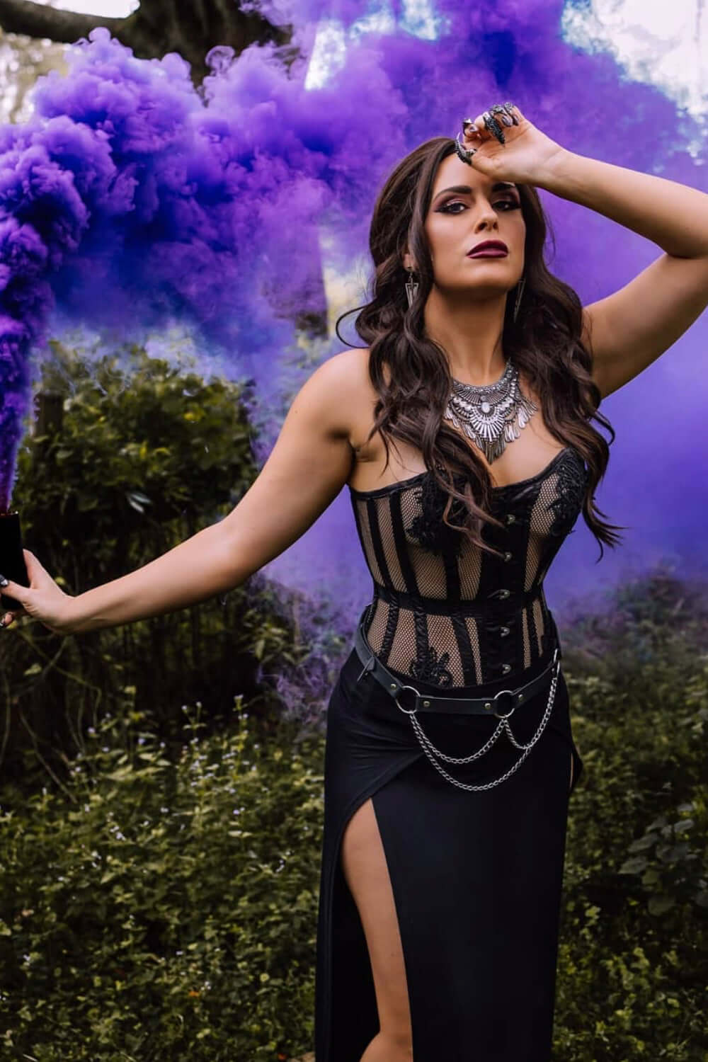 Black Mesh And Lace Appliqué Waist Taming Overbust Corset