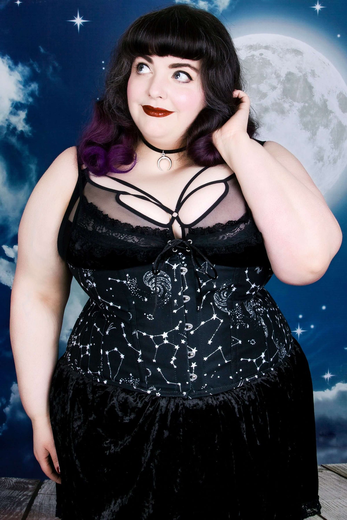 Astronomy Cotton Print Underbust Corset