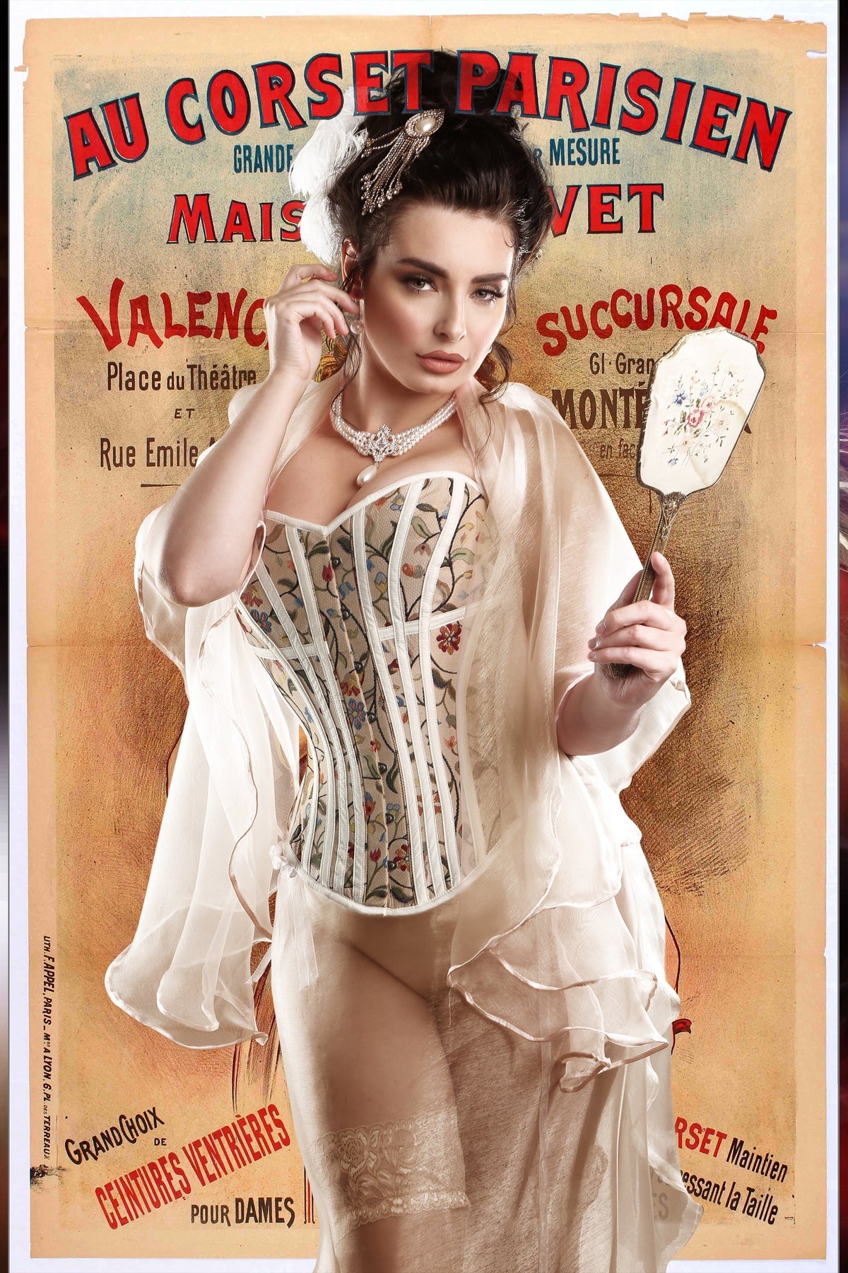 Historically Inspired Floral Print Overbust Corset