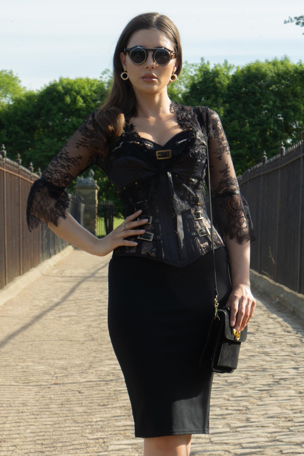 Steampunk Buckled Corset With Separate Lace Bolero