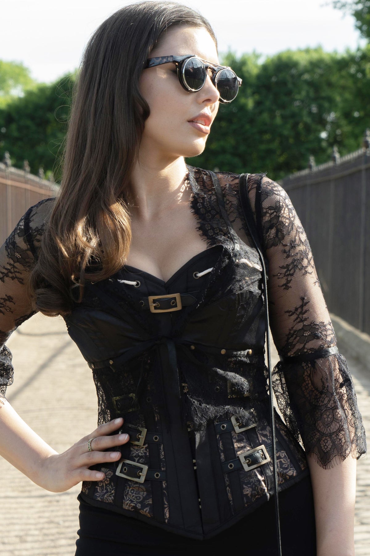 Steampunk Buckled Corset With Separate Lace Bolero