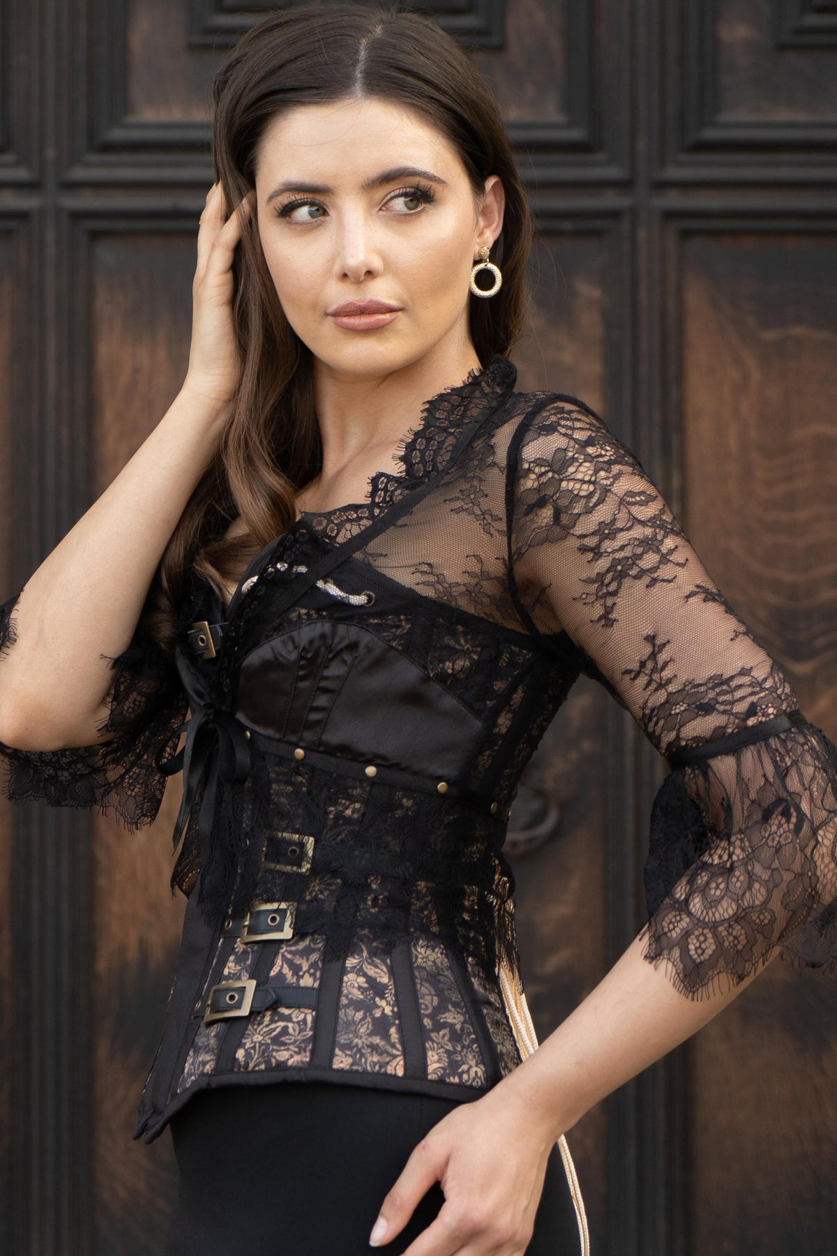 Steampunk Buckled Corset With Separate Lace Bolero