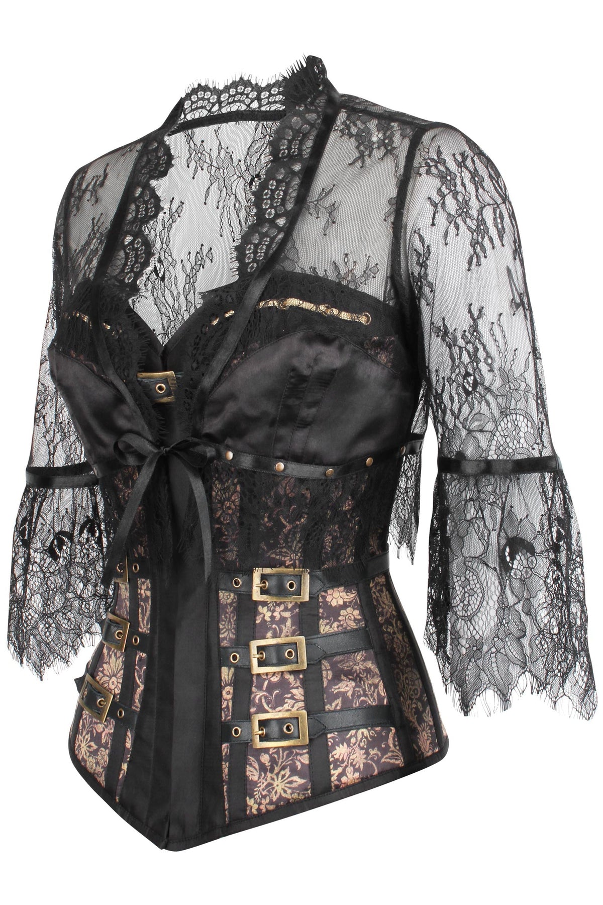 Steampunk Buckled Corset With Separate Lace Bolero