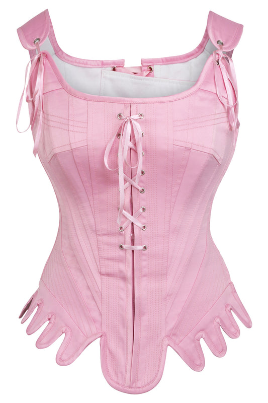 Historically Inspired Baby Pink Satin Overbust Corset