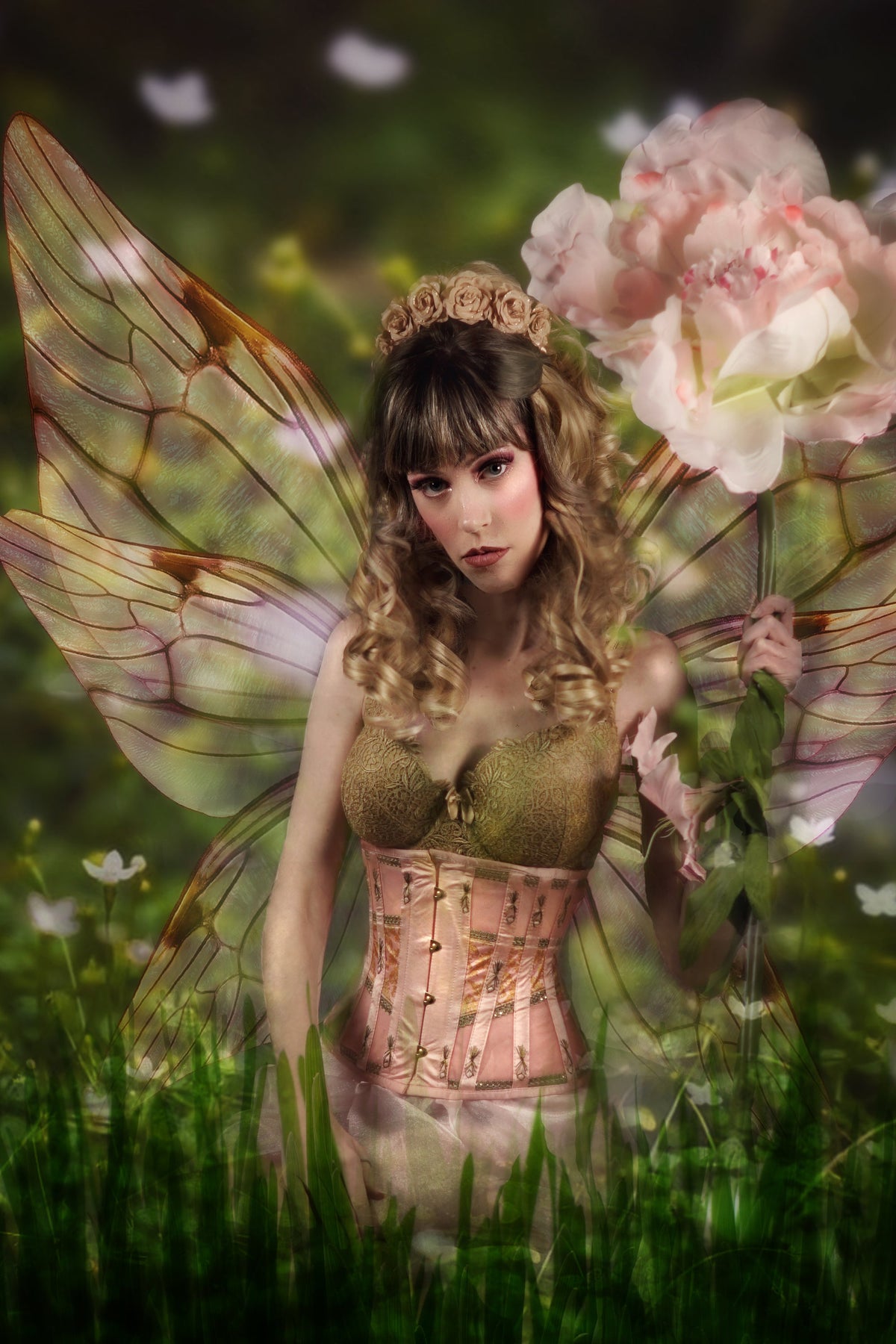 Historically Inspired Peach And Gold Underbust Corset