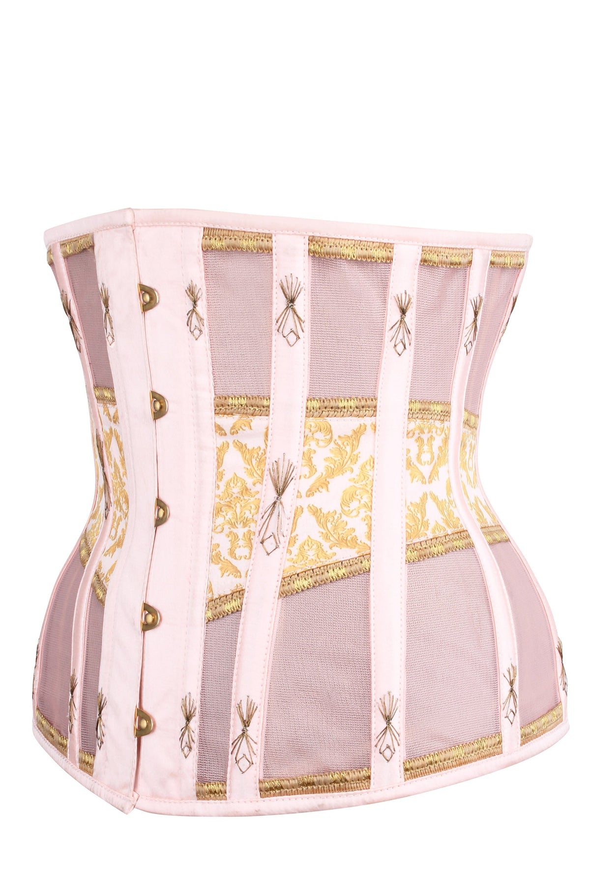 Historically Inspired Peach And Gold Underbust Corset