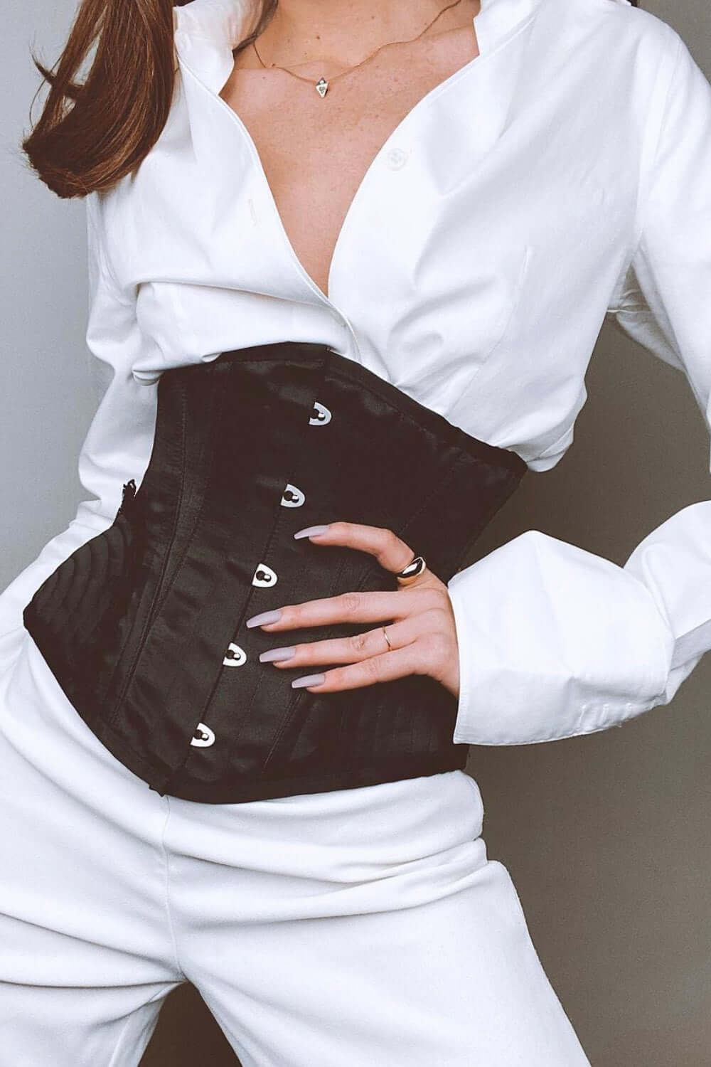 Black Burlesque Underbust With Bullet Hip Gores