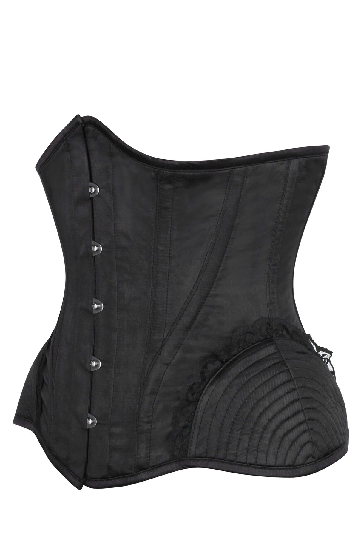 Black Burlesque Underbust With Bullet Hip Gores