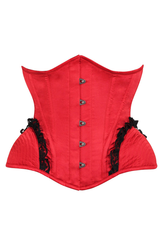 Lipstick Red Burlesque Underbust With Bullet Hip Gores