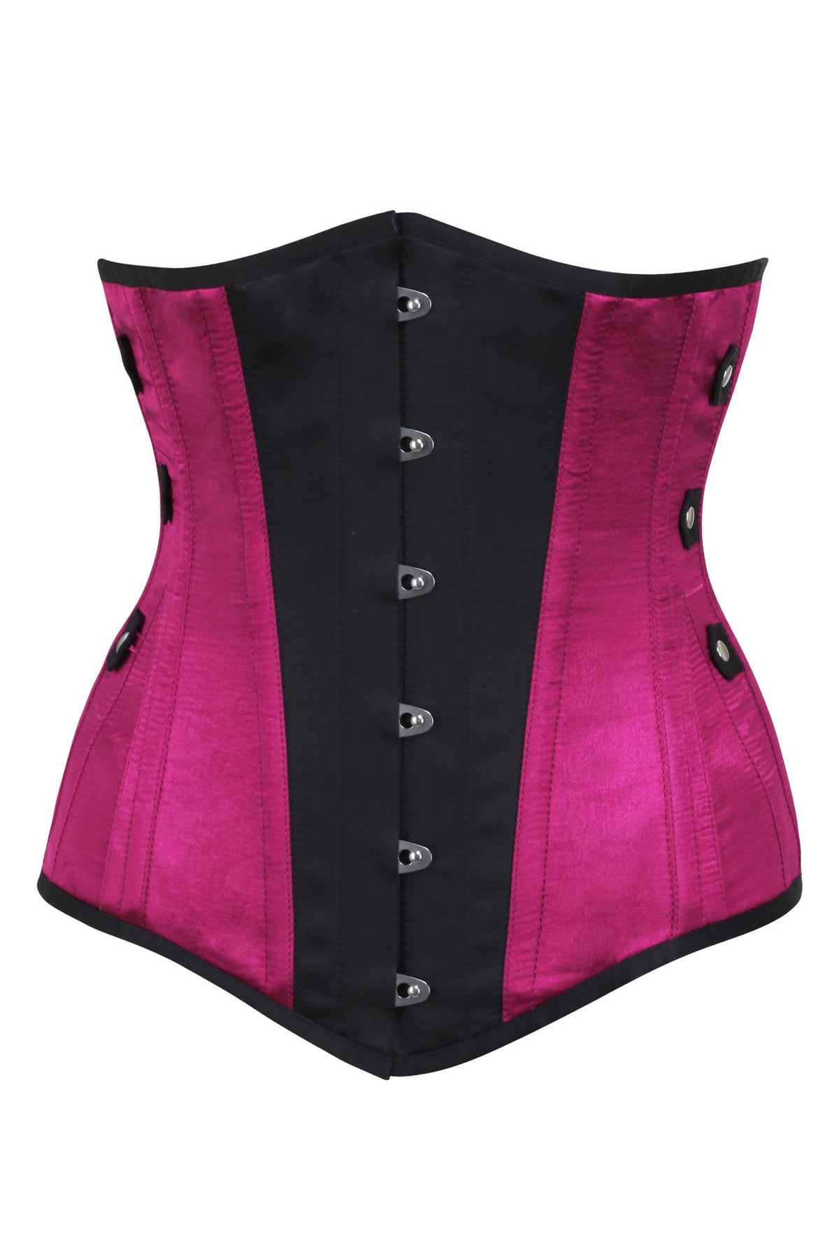 Steampunk Black And Pink Longline Underbust With Side Tabs