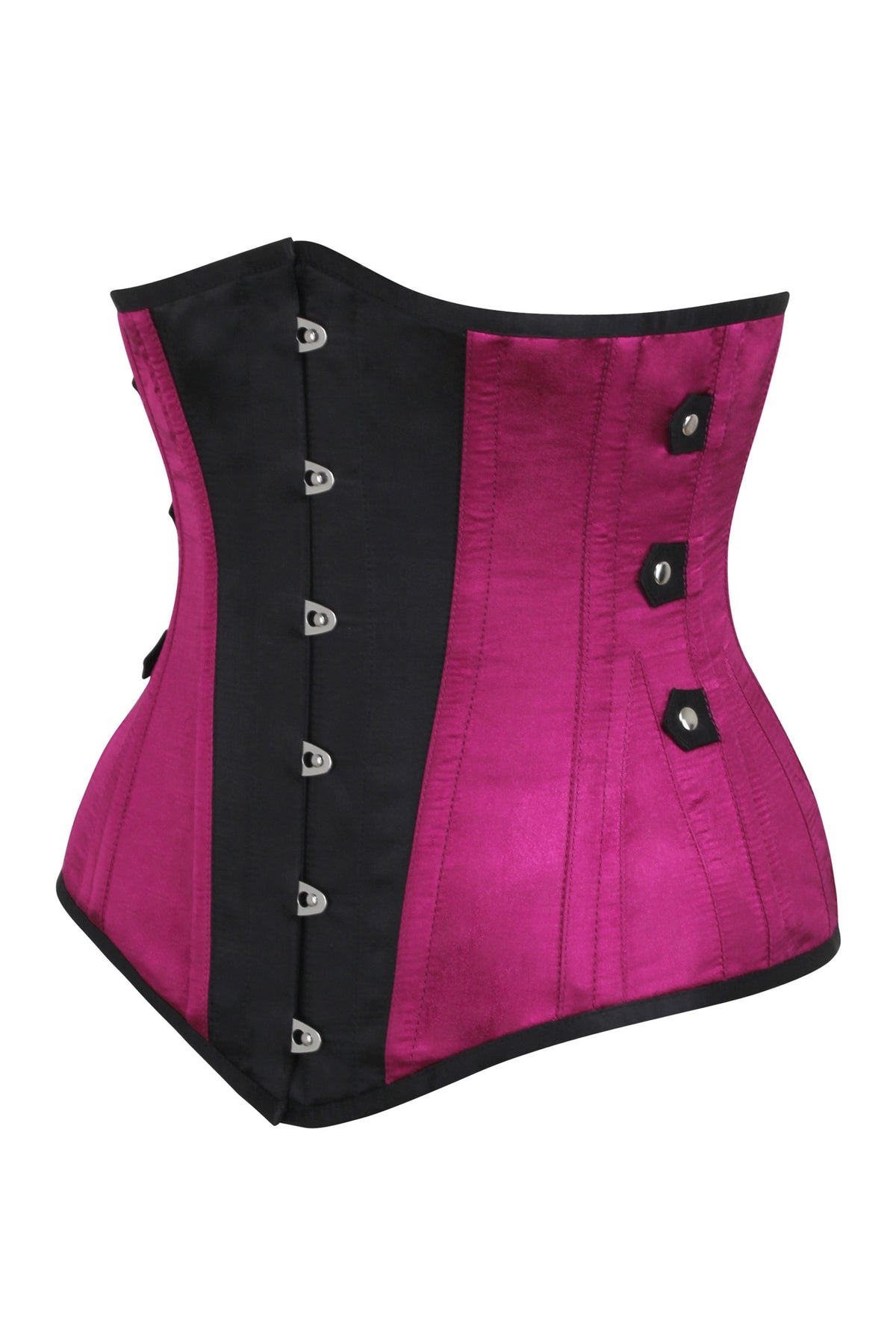 Steampunk Black And Pink Longline Underbust With Side Tabs