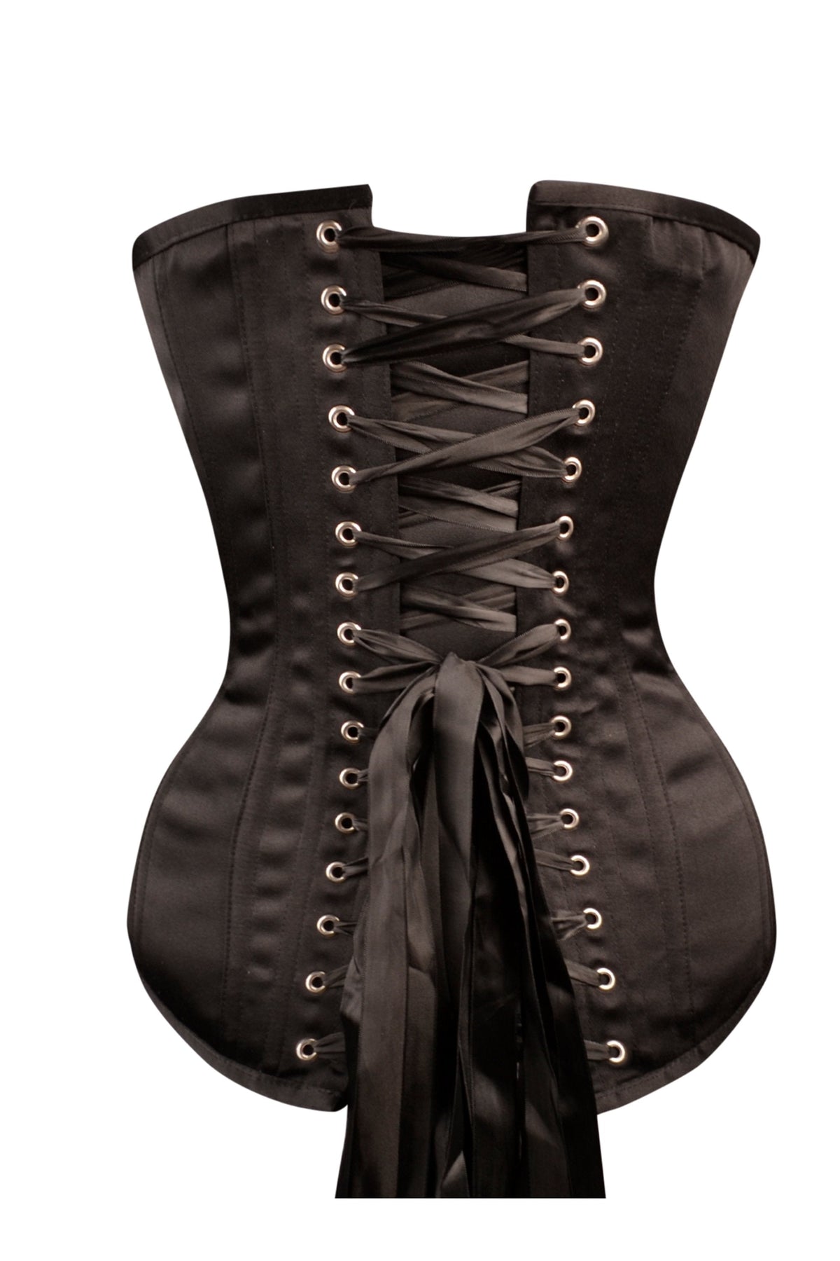 Instant Shape Black Satin Longline Overbust