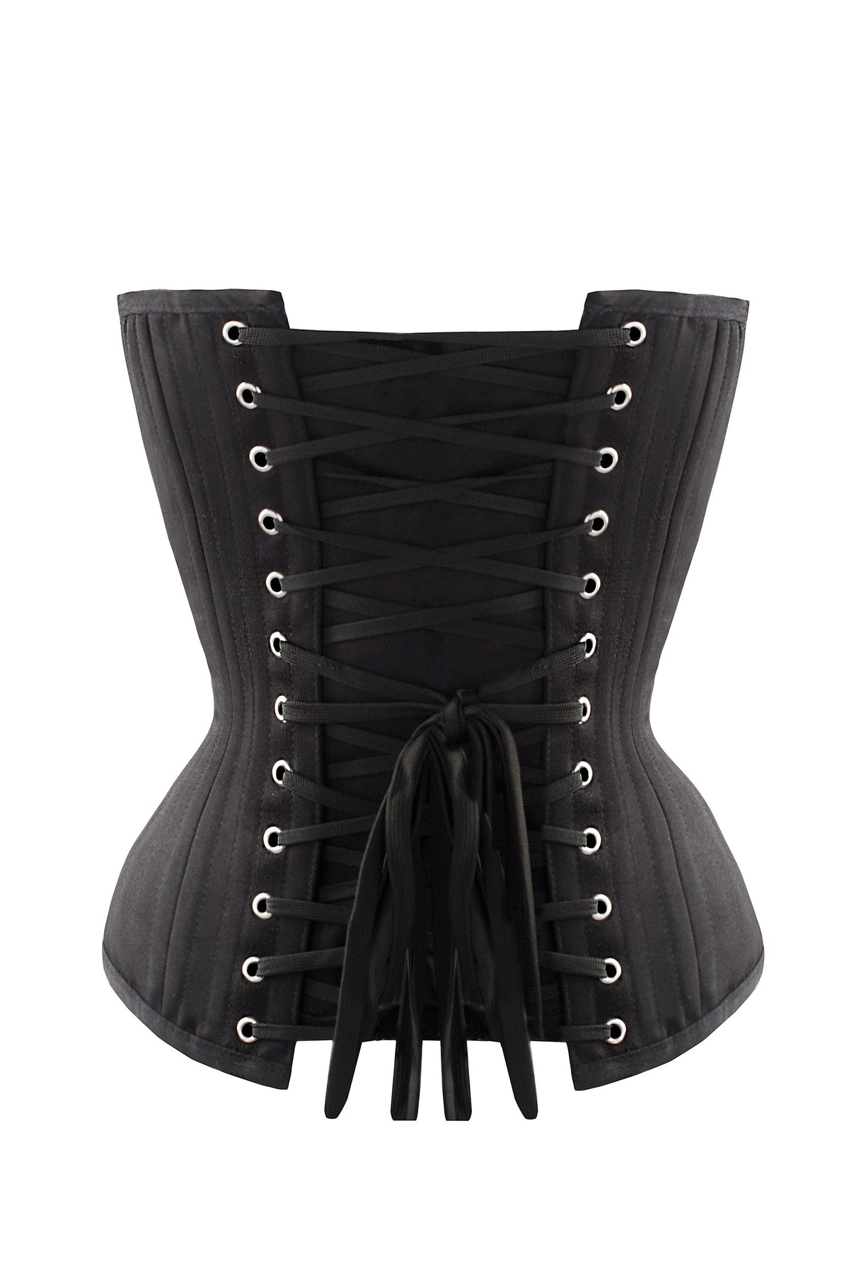 Black Cotton Twill Classic Overbust Waist Trainer With Hip Gores