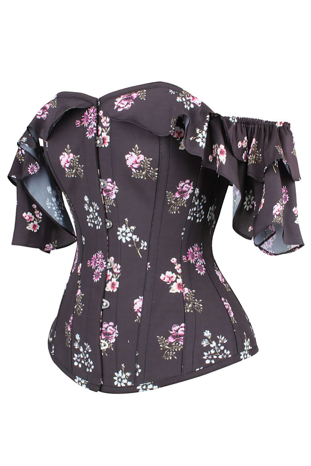 Black Summer Corset Top With Dramatic Sleeve