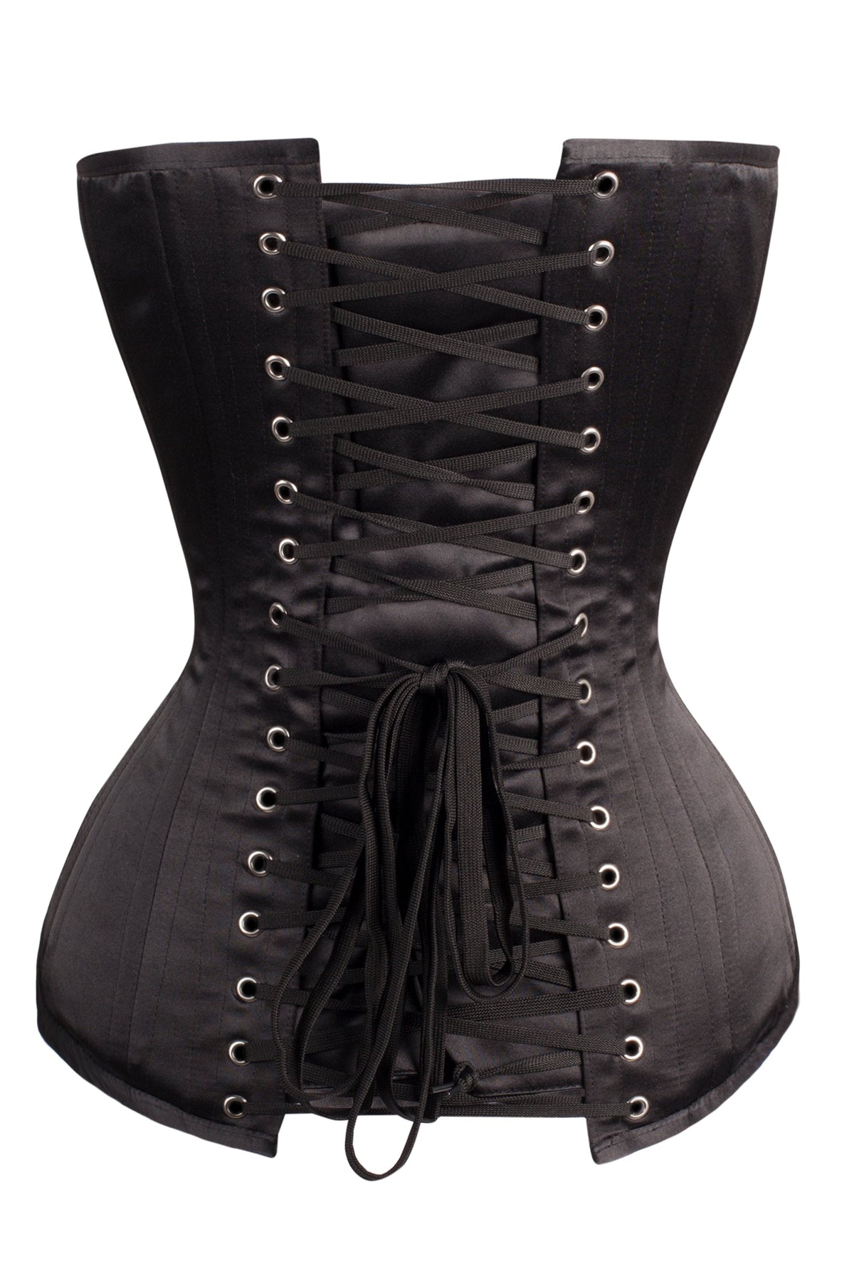 Long Line Black Satin Expert Waist Training Overbust Corset