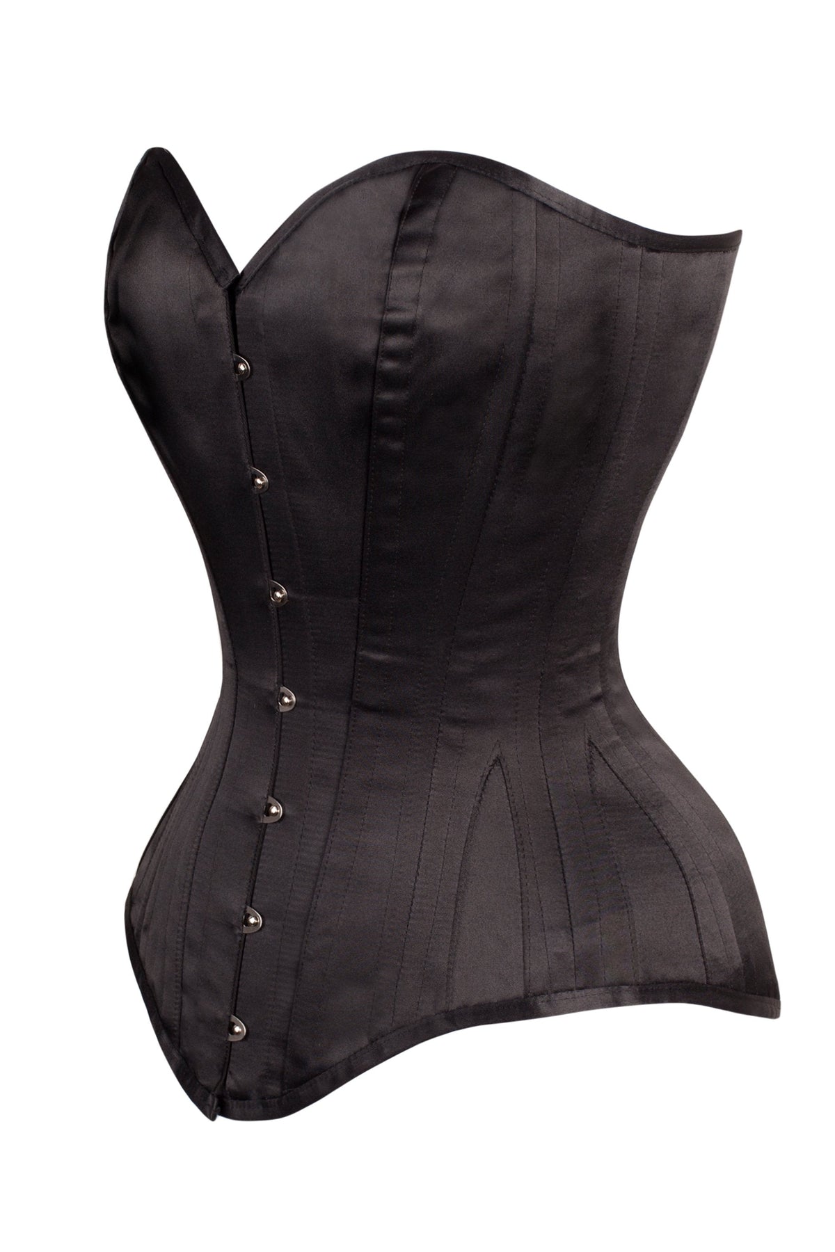Long Line Black Satin Expert Waist Training Overbust Corset