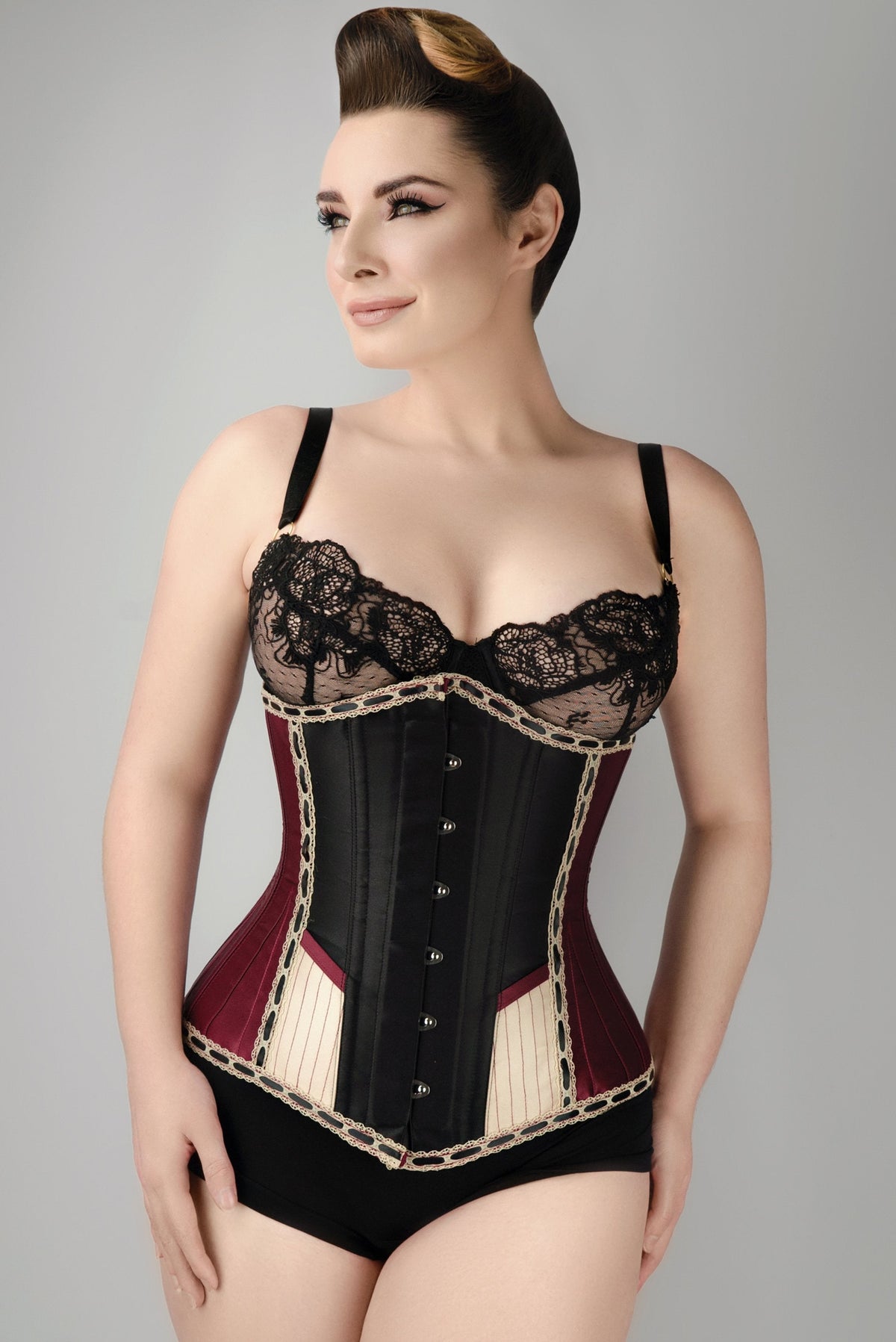 Burgundy Victorian Circus Inspired Longline Underbust